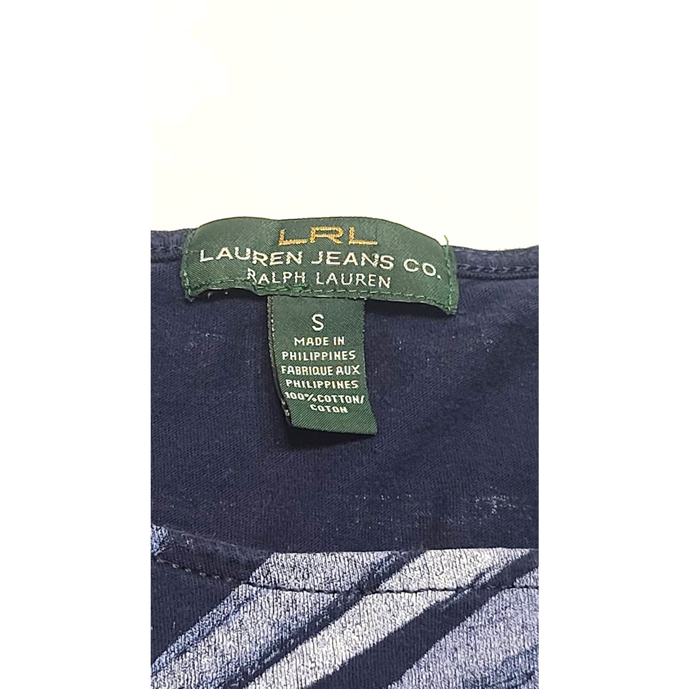 Lauren Ralph Lauren tropical palm leaves blue women's small blouse - Picture 5 of 5